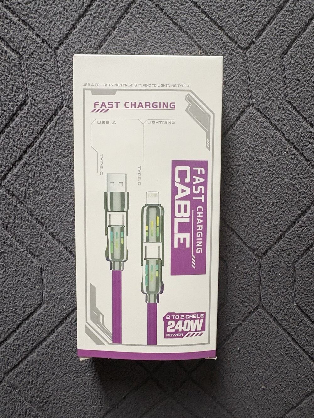 240W 2-in-2 Fast Data Cable Super Fast Charging Multi Cable